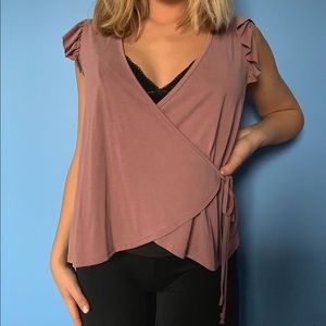 Mauve criss cross top